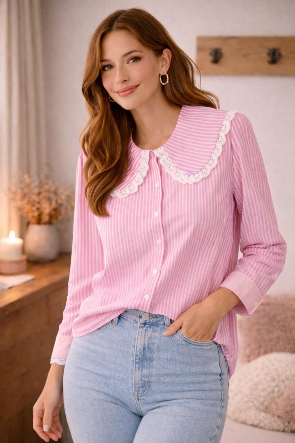 Chemise Claudine rose – Image 2