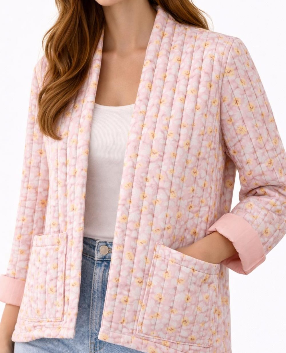 Veste Jeanne fleurie rose