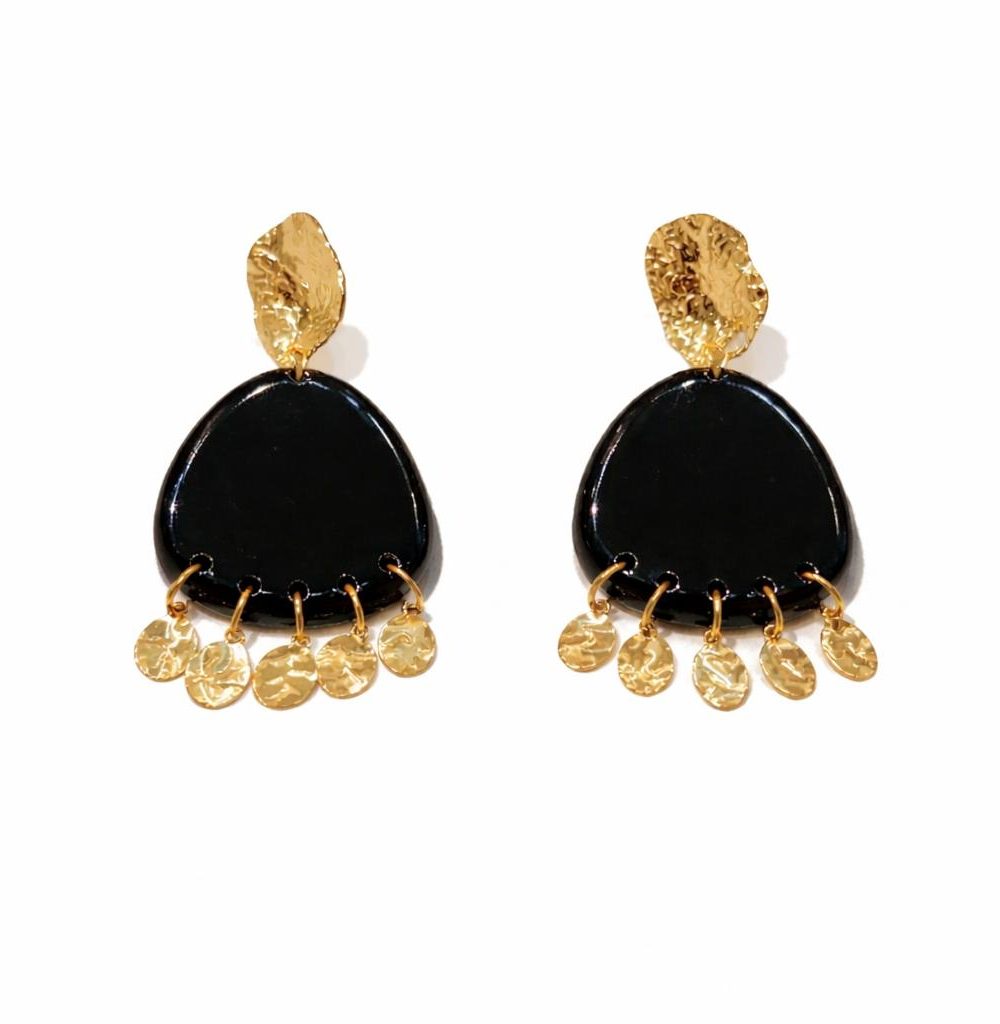 Boucles d’oreilles noir & doré – Élégance moderne