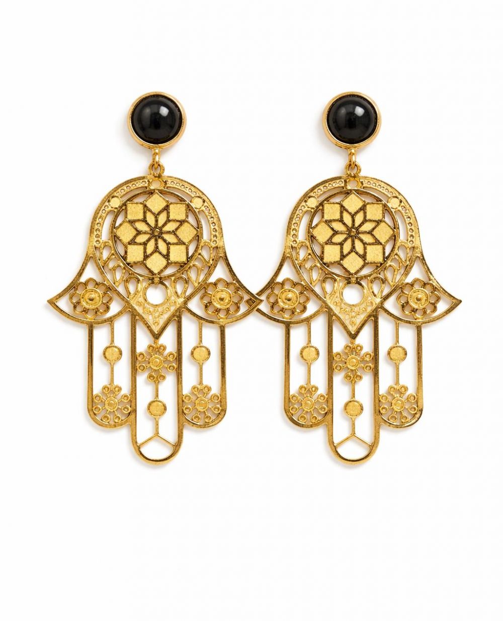 Boucle d'oreilles main de fatma doré