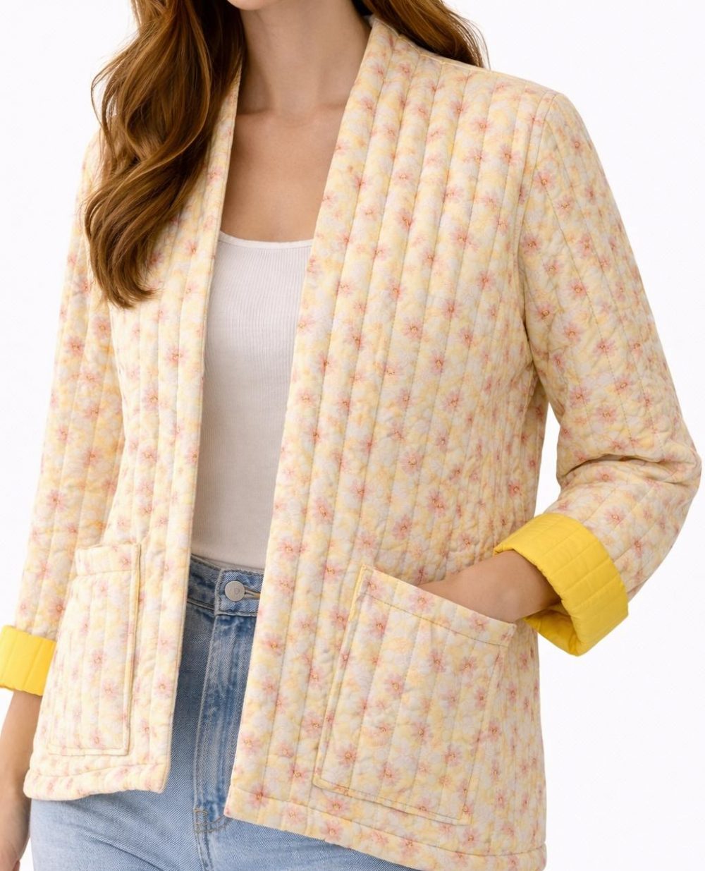 Veste Jeanne fleurie jaune