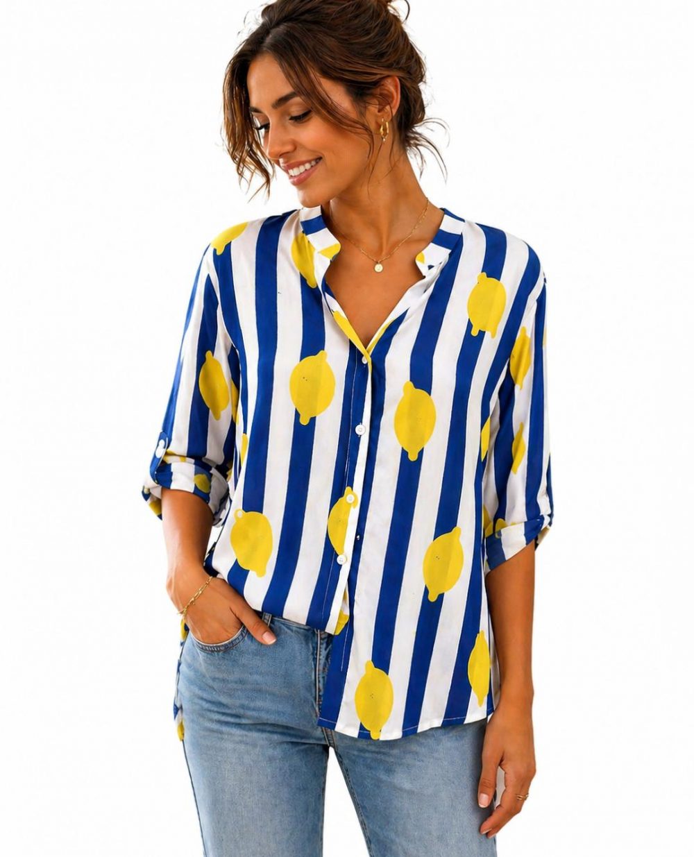 Chemise citron bleue